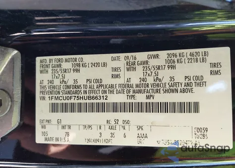 2017 Ford Escape S from USA, damaged, VIN 1FMCU0F75HUB66312